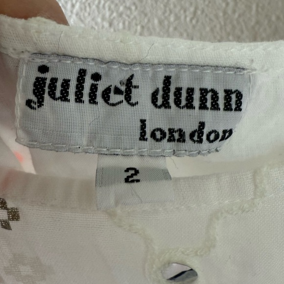 Juliet Dunn Nomad Embroidered Mirrored Cotton Mini Dress White Coral Boho 6/8 - Picture 8 of 15